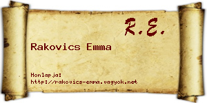 Rakovics Emma névjegykártya